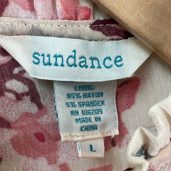 Sundance Womens Large Sheer Floral Peplum Top Ruffle Detail Long Sleeve Blouse - Picture 3 of 12